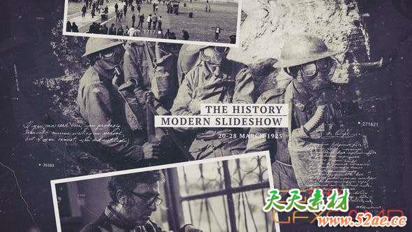 AE模板-复古历史时间线照片相册片头 The History Slideshow-天天素材网