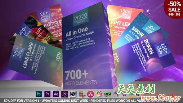 AE+PR模板-700组视频调色光效转场预设 700 Video Creation Suite V2 – Transition-天天素材网