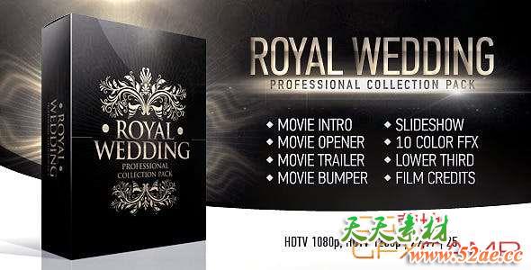 AE模板-高雅奢华婚礼包装片头 Royal Wedding Package-天天素材网