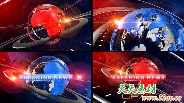 AE模板-三维地球新闻栏目包装片头 Breaking News Opener-天天素材网
