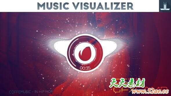 AE模板-音乐波形可视化动画 Audio React Parallax Music Visualizer-天天素材网