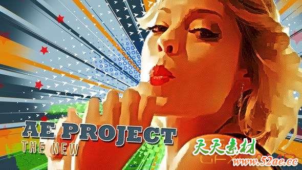 AE模板-单帧定格复古介绍片头 Freeze Frame Pop Art Retro Trailer-天天素材网