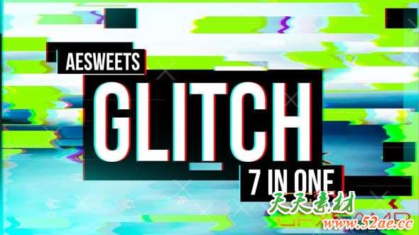 信号损坏画面撕裂AE插件 AESweets Glitch 7in1 v1.0.3 Win破解版-天天素材网