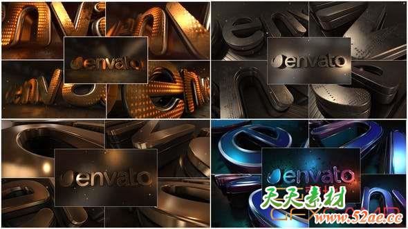 AE模板-三维LED灯光Logo动画 LED Gold Title-天天素材网