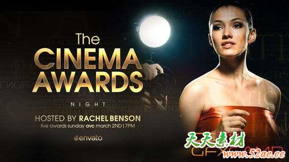 AE模板-金色奢华文字颁奖典礼片头 The Cinema Awards-天天素材网