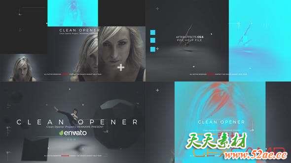 AE模板-创意时尚视频包装片头 Clean Opener-天天素材网