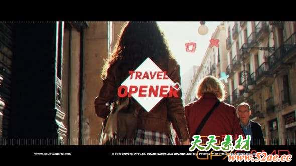 AE模板-旅游视频记录片头 Travel Vlog Opener-天天素材网
