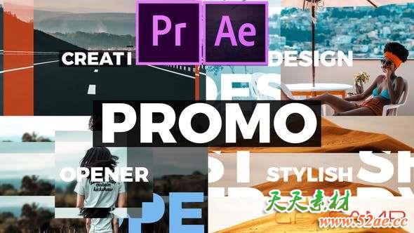 AE模板+PR预设-节奏感文字图片开场 Rhythmic Dynamic Promo-天天素材网