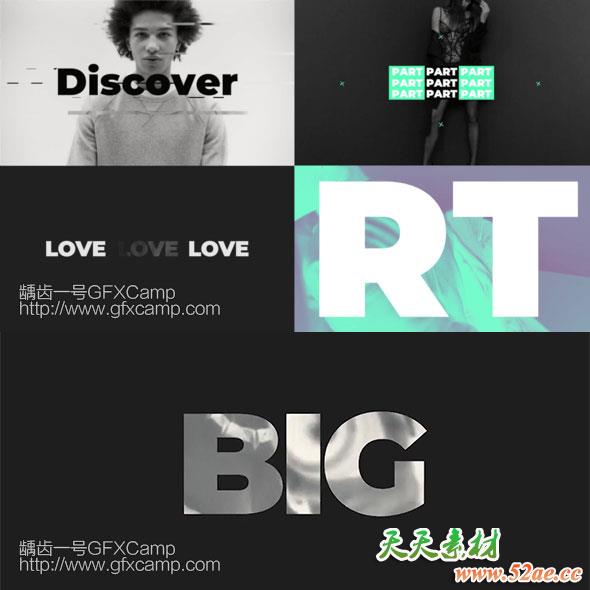 FCPX模板插件：时尚图片文字快闪片头预设Bold Typo Opener-天天素材网