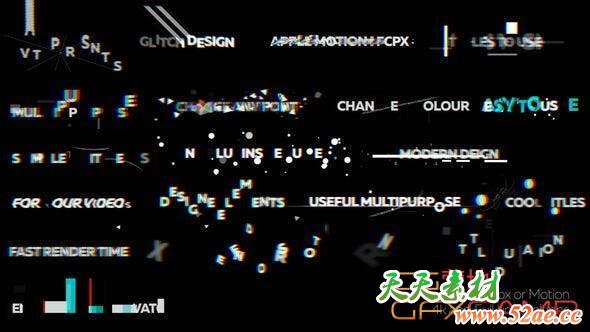 FCPX插件 + Apple Motion模板-信号损坏文字标题动画预设 Glitch Titles 2-天天素材网