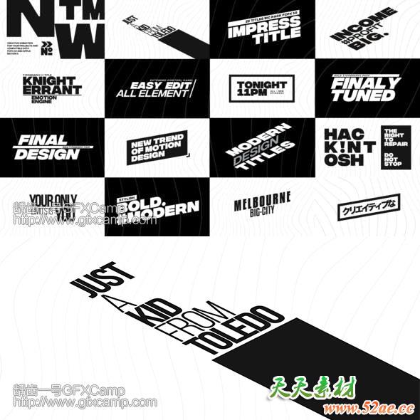 FCPX插件:22组时尚文字排版标题动画字幕预设Big Bold Titles-天天素材网