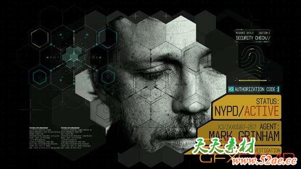 AE模板-神秘科技感HUD犯罪侦察包装片头 Secret Crime Investigation-天天素材网