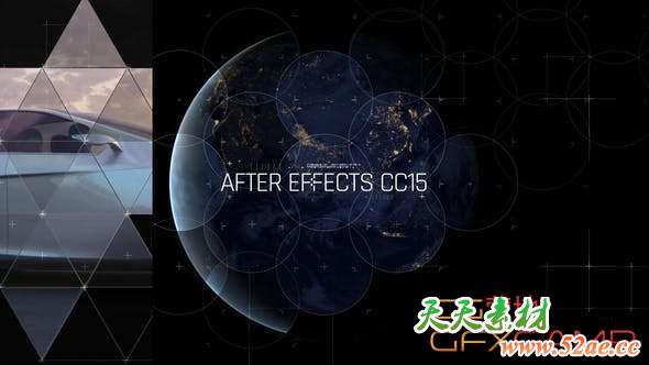 AE模板-科技感图形遮罩视频片头 Creative Slides-天天素材网