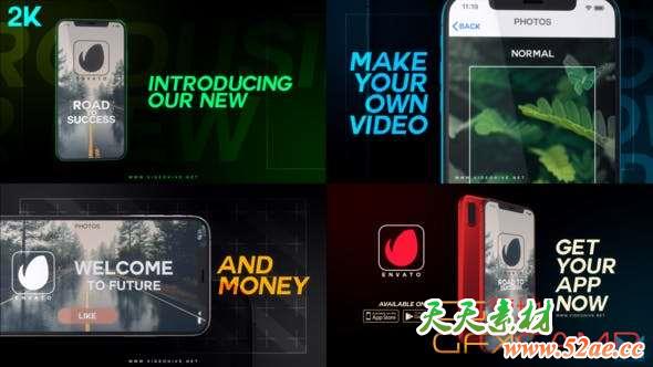 AE模板-节奏感手机APP展示动画片头 Modern mobile app promo-天天素材网