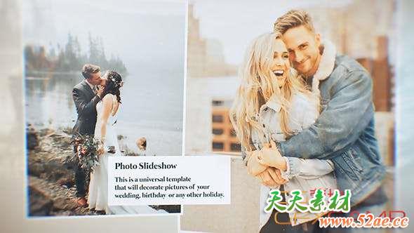 AE模板-甜蜜温馨回忆婚礼照片相册片头 Slideshow-天天素材网