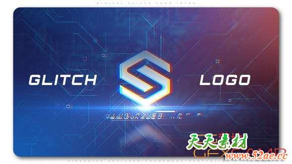 AE模板-信号损坏色彩分离Logo动画 Digital Glitch Logo Intro-天天素材网