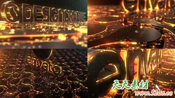AE模板-金色三维文字Logo动画 Particles Gold Logo-天天素材网