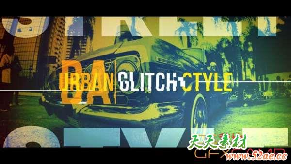 AE模板-城市动感视频包装片头 Urban Glitch Style – Promo Intro-天天素材网