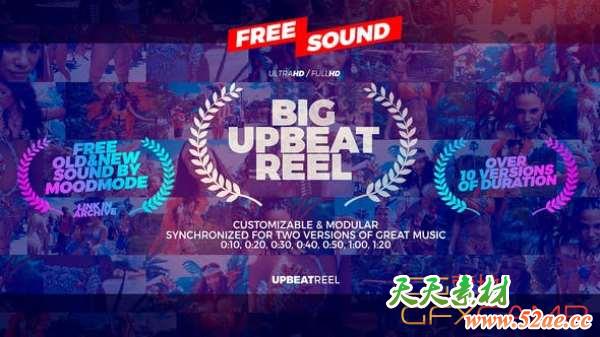 AE模板-节奏感视频快速展示片头 Big Upbeat Reel-天天素材网