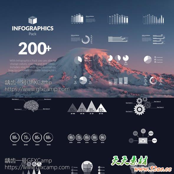 AE模板-200组信息数据图表柱状图饼状图动画-天天素材网