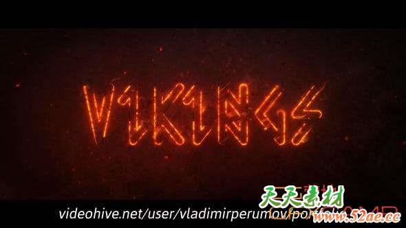 AE模板-火焰描边Logo动画 Fire Outline Logo-天天素材网