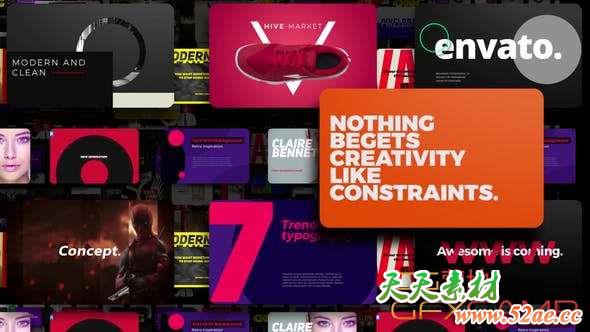 AE模板-栏目包装文字排版动画 Brand Typography-天天素材网