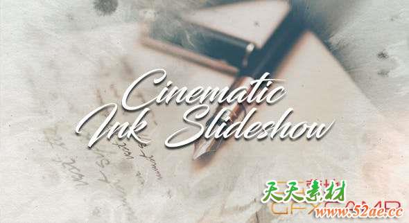AE模板-水墨晕染遮罩图片开场 Cinematic Ink Slideshow-天天素材网