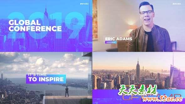 AE模板-演讲会议活动宣传包装 Global Conference Promo-天天素材网