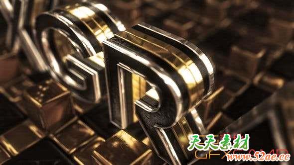 AE模板-三维黄金质感文字Logo动画 Gold Cross Logo-天天素材网