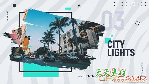 AE模板-笔刷遮罩时尚图片开场 Brush Modern Promo-天天素材网