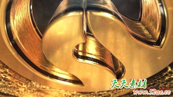 AE模板-金色三维Logo动画 Gold Element Logo-天天素材网