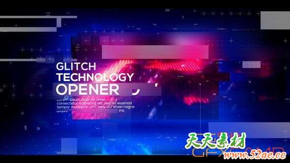 AE模板-科技感视频展示片头 Technology Glitch Opener-天天素材网