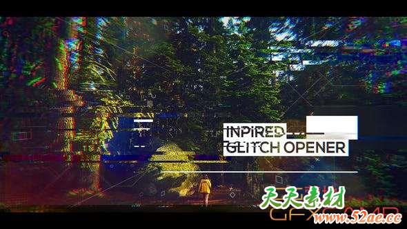 AE模板-科技感扭曲图片开场 Glitch Inspired Opener-天天素材网