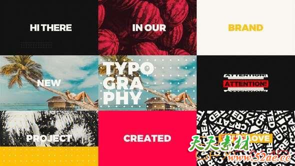 AE模板-时尚快闪文字图片开场 Creative Short Typo Opener-天天素材网