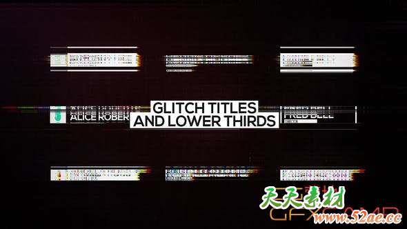 AE模板-信号损坏文字标题字幕条动画 Glitch Titles and Lower Thirds-天天素材网