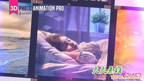 AE模板-三维照片相册片头 3D Photo Animation Pro-天天素材网