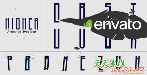 AE模板-创意英文字母表MG动画 Higher Animated Typeface-天天素材网