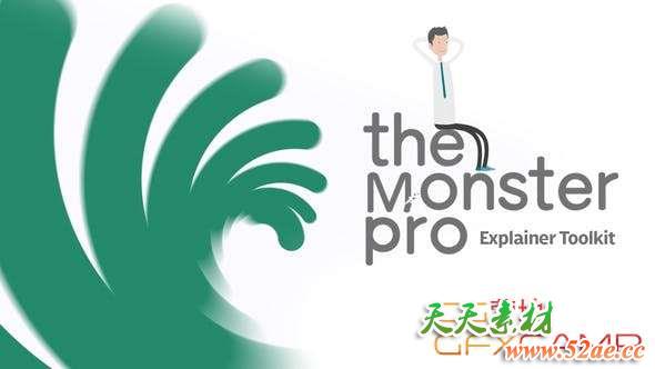 AE模板-卡通人物解说动画MG片头 The Monster Pro Explainer Toolkit-天天素材网