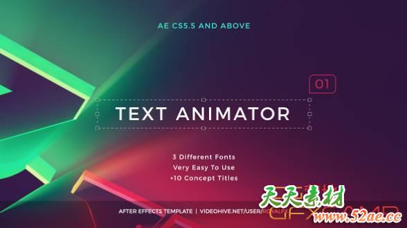 AE模板-创意文字生长MG动画文字标题 Text Animator 01 Creative Modern Titles V2.1-天天素材网