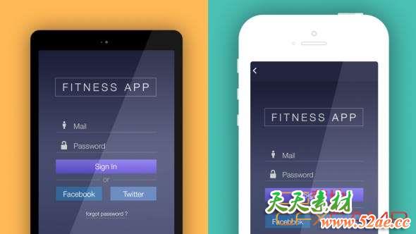 AE模板-手机平板扁平化APP宣传动画片头 Flat App Promo-天天素材网