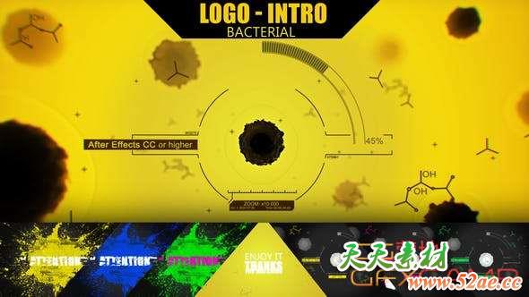 AE模板-细胞微生物放大聚焦Logo动画 Bacterial Intro-天天素材网