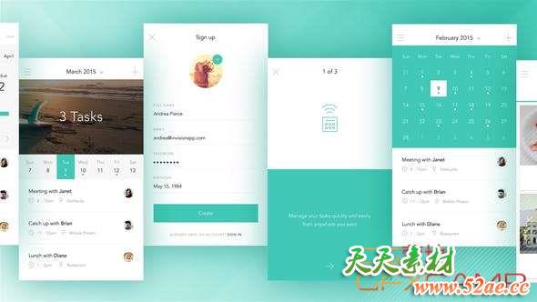 AE模板-安卓iPhone手机APP宣传动画片头 Clean App Promo-天天素材网
