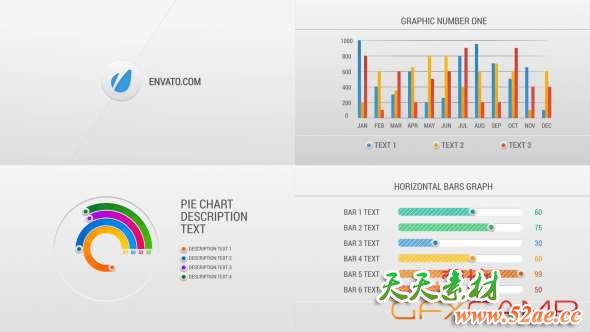 AE模板-圆环柱状图信息数据展示动画 Video Info Kit-天天素材网