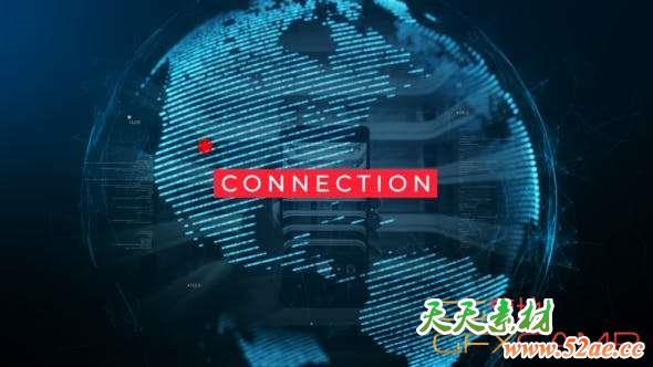 AE模板-科技感地球文字片头 Digital Earth Opener V3-天天素材网