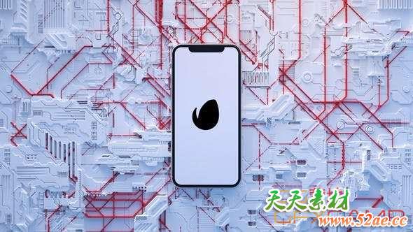 AE模板-三维iPhone科技感Logo动画 Phone Logo Reveal-天天素材网