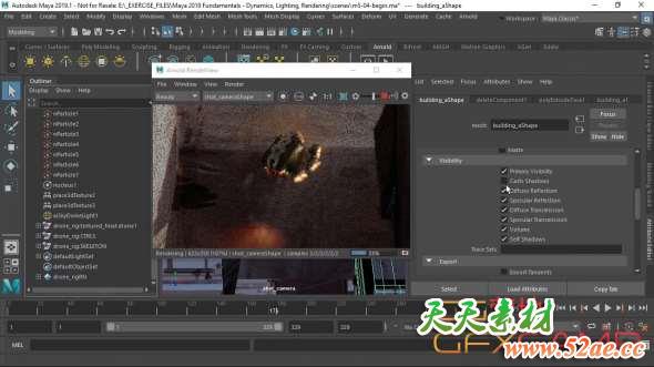 Maya 2019动力学灯光渲染教程 Maya 2019 Fundamentals: Dynamics, Lighting and Rendering-天天素材网