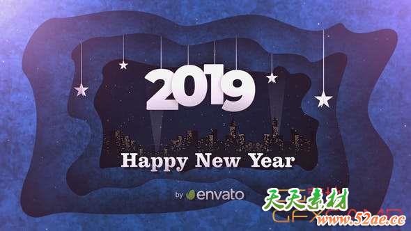 AE模板-城市剪影新年快乐片头 New Year Opener 2019-天天素材网