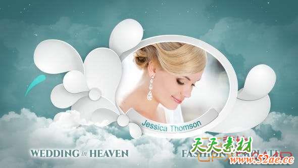 AE模板-空中云层婚礼照片相册片头 Wedding in Heaven-天天素材网