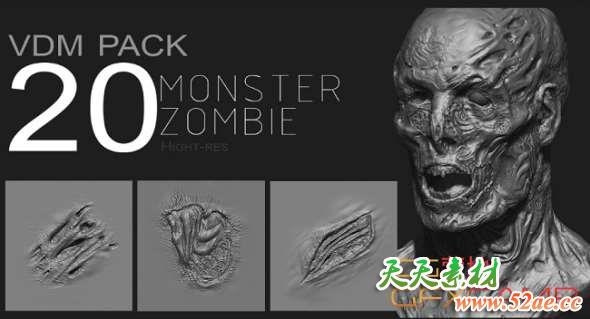 丧尸怪物皮肤笔刷预设 Artstation – Zbrush Zombie Monster VDM Pack-天天素材网