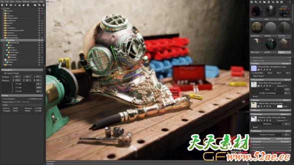 八猴渲染器三维场景实时预览软件 Marmoset Toolbag v3.08 Win破解版-天天素材网